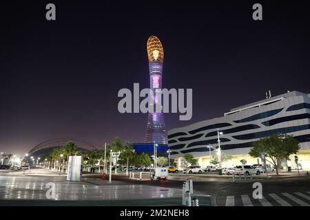 Illustration picture shows the Doha Torch Hotel on the first day of the winter training camp of Belgian first division soccer team Club Brugge, at Doha Aspire center, in Qatar, Saturday 05 January 2019. BELGA PHOTO BRUNO FAHY Stock Photo