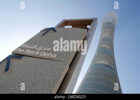 Illustration picture shows the Torch Doha Hotel ahead of the third day of the winter training camp of Belgian first division soccer team Club Brugge, in Qatar, Monday 07 January 2019. BELGA PHOTO BRUNO FAHY Stock Photo