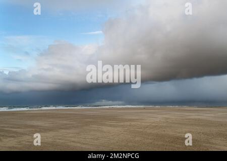 Rain front approaching over sea Stock Photo