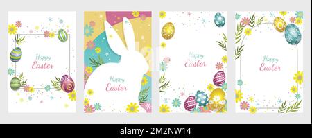 Easter Vector Greeting Card Set Isolated On A White Background. Stock Vector