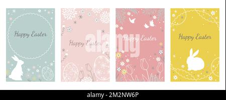 Easter Vector Greeting Card Set Isolated On A White Background. Stock Vector