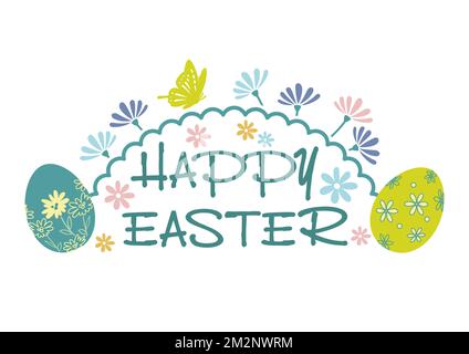 Happy Easter Vector Colorful Symbol Logo Isolated On A White Background. Stock Vector