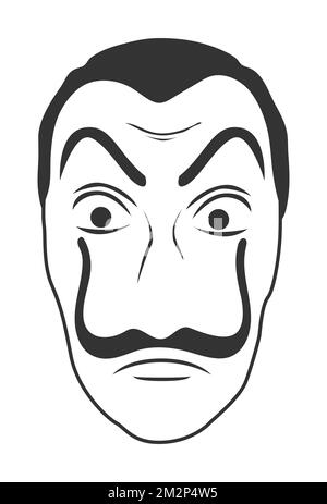 Scary thief robbery mask Salvador Dali Stock Vector