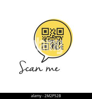 QR code for smartphone. Inscription scan me with smartphone icon. Qr code for payment. Stock Vector