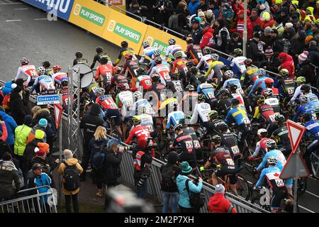 Illustration picture shows the start of the men elite race of the World Cup cyclocross in Hoogerheide, the Netherlands, 9th and last stage of the UCI World Cup competition, Sunday 27 January 2019. BELGA PHOTO DAVID STOCKMAN Stock Photo