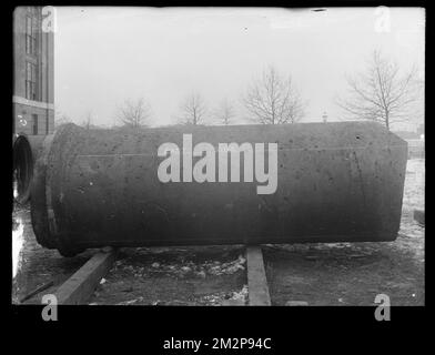 Electrolysis, 48-inch pipe pitted by electrolysis, removed from Boylston Street, Cambridge, Mass., Nov. 1910 , waterworks, pipes conduits, electrolysis Stock Photo