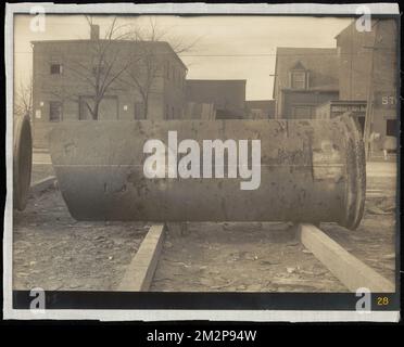 Electrolysis, 48-inch pipe pitted by electrolysis, removed from Boylston Street, Cambridge, Mass., Nov. 1910 , waterworks, pipes conduits, electrolysis Stock Photo