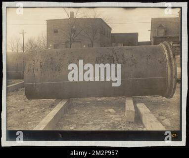 Electrolysis, 48-inch pipe pitted by electrolysis, removed from Boylston Street, Cambridge, Mass., Nov. 1910 , waterworks, pipes conduits, electrolysis Stock Photo