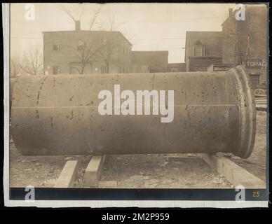 Electrolysis, 48-inch pipe pitted by electrolysis, removed from Boylston Street, Cambridge, Mass., Nov. 1910 , waterworks, pipes conduits, electrolysis Stock Photo