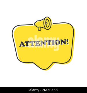 Attention. Hand drawn speech bubble. Stock Vector