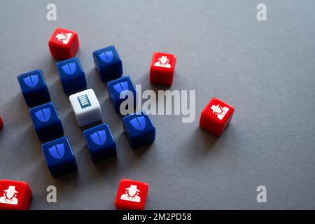 System protection from intruders. Persistent protection from hacker attacks on servers. Safety of critical infrastructure, hybrid wars in cyberspace. Stock Photo