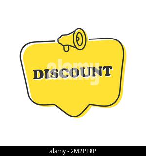 icon with speech bubble in word discount on white background Stock Vector