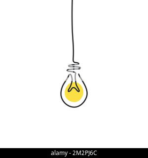 Creative idea, hand drawn light bulb in doodle style. Stock Vector