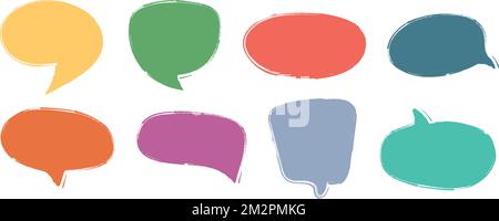 Set of hand-drawn speech bubbles. Grunge styled Stock Vector