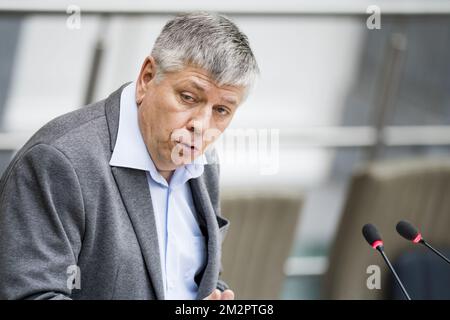 Flemish Minister of Welfare Jo Vandeurzen pictured during a plenary session of the Flemish Parliament in Brussels, Wednesday 20 February 2019. BELGA PHOTO JASPER JACOBS Stock Photo