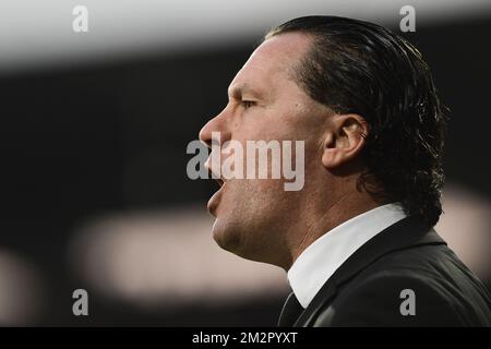 Beerschot's head coach Stijn Vreven pictured during a soccer game between Beerschot Wilrijk and KSV Roeselare, Saturday 23 February 2019, on the 27th day of the 'Proximus League' 1B division of the Belgian soccer championship. BELGA PHOTO LAURIE DIEFFEMBACQ Stock Photo