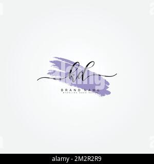 Watercolor Signature logo for Initial Letter KD - Vector Logo Template for Alphabet K and D Stock Vector