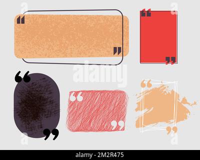 Quote frames Quote remark, text in brackets, text box icon Stock Vector