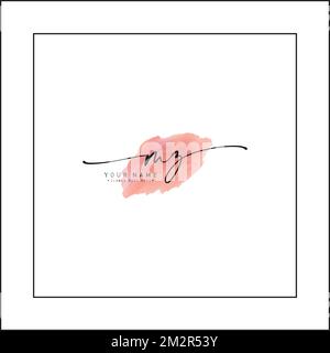 MZ Handwritten Signature logo with Watercolor Background- Vector Logo Template for Beauty, Fashion and Photography Stock Vector