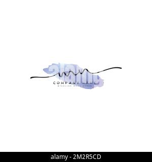 MN Simple Signature Logo - Watercolor Vector Logo Template for M and N Logo Stock Vector