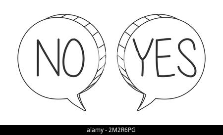 Yes No speech bubbles lettering Stock Vector