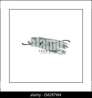MW Simple Signature Logo - Watercolor Vector Logo Template for M and W Logo Stock Vector