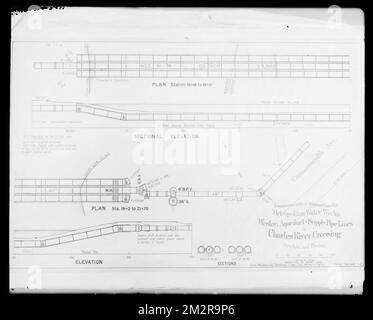 Engineering Plans, Distribution Department, Weston Aqueduct Supply Pipe Lines; March 1904; August 1905, Mass., Aug. 1905 , waterworks, engineering maps Stock Photo