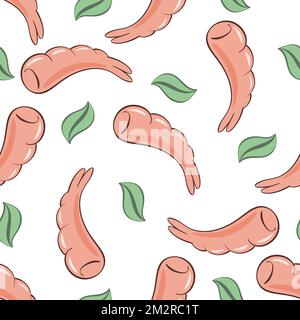 Shrimp and foliage seamless pattern vector illustration Stock Vector