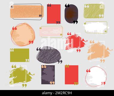 Quote frames Quote remark, text in brackets, text box icon Stock Vector