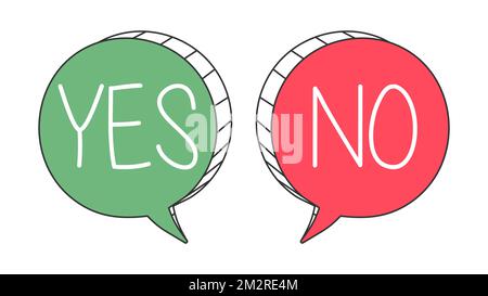 Yes No speech bubbles lettering Stock Vector