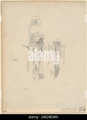 Entrance gate , Churches, Gates. James McNeill Whistler (1834-1903). Lithographs Stock Photo