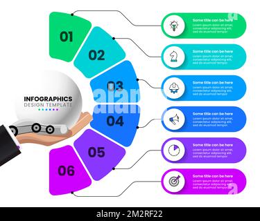 Infographic template with icons and 6 options or steps. Can be used for workflow layout, diagram, banner, webdesign. Vector illustration Stock Vector
