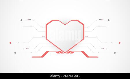 white red heart technology valentine background abstract. technology with line ,digital, heart, dot, hi-tech, valentine concept , vector. heart tech Stock Vector