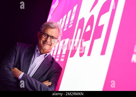 DeFI's Bernard Clerfayt poses for the photographer at a press conference of federalist party DeFI to launch the campaign for the upcoming elections, Friday 29 March 2019 in Brussels. BELGA PHOTO LAURIE DIEFFEMBACQ Stock Photo