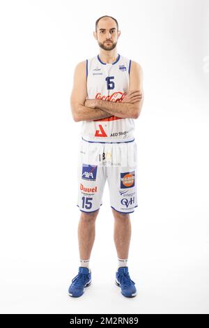 Mechelen's Alexandru Olah poses for the photographer at a basketball ...
