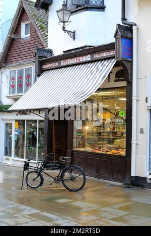 Old-style butcher shop in Salisbury UK Stock Photo