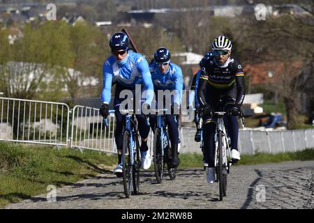 Movistar Team riders with Spanish Alejandro Valverde of Movistar Team pictured in action during the track reconnaissance ahead of the 107th edition o Stock Photo Alamy