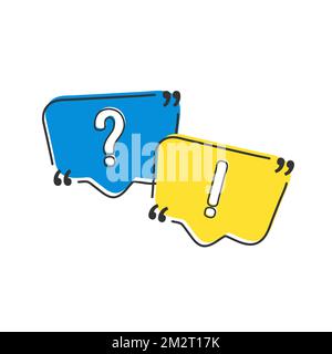 Two linear chat speech message bubbles with question and exclamation marks. FAQ or Forum icon. Communication concept. Stock vector illustration isolat Stock Vector