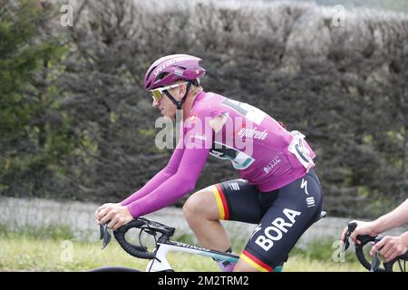 German Pascal Ackermann of Bora-Hansgrohe pictured in action during the sixth stage of the 101st edition of the Giro D'Italia cycling race, 238km from Cassino to San Giovanni Rotondo, Italy, Thursday 16 May 2019. BELGA PHOTO YUZURU SUNADA FRANCE OUT  Stock Photo