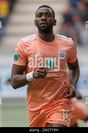 Anderlecht's Yannick Yala Bolasie looks dejected during a soccer match  between RSC Anderlecht and Club Brugge KV, Sunday 24 February 2019 in  Brussels, on the 27th day of the 'Jupiler Pro League