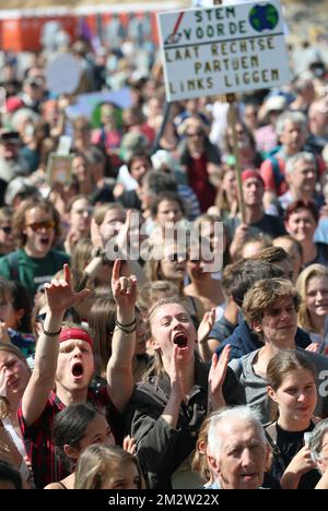 People attend the second edition of the 'Global Strike for Future' protest and student strike action, organized by 'Youth For Climate', urging pupils to skip classes to protest a lack of climate awareness, Friday 24 May 2019 in Brussels. This marks the 20th consecutive week youths take the streets. The action is inspired by the 'School Strike' of Swedish 15-year-old Thunberg. BELGA PHOTO BENOIT DOPPAGNE  Stock Photo