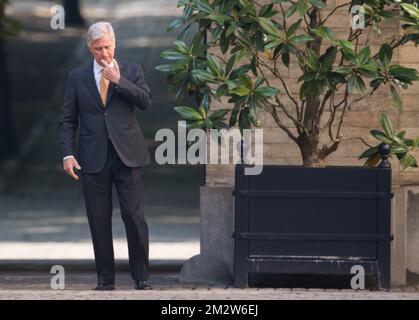 King Philippe - Filip of Belgium reacts after a meeting with the King at the Royal Palace in Brussels, Wednesday 29 May 2019, after Sunday's regional, federal and European elections. BELGA PHOTO BENOIT DOPPAGNE Stock Photo