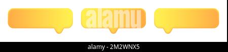 Set of three 3D yellow speech bubble icons, isolated on white background. 3D Chat icon set. EPS 10 Stock Vector