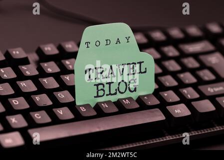 Text showing inspiration Travel Blog. Business showcase Sharing thoughts and experiences of the places around the world Stock Photo