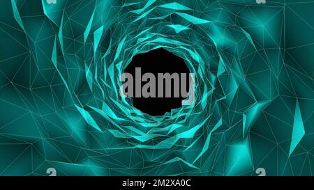 Futuristic tunnel. Sky blue neon background. Space technology Stock Photo
