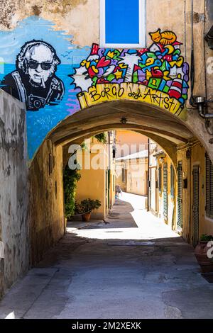 Street Art in Via F.Crispi, Capoliveri, Elba, Tuscan Archipelago, Tuscany, Italy Stock Photo