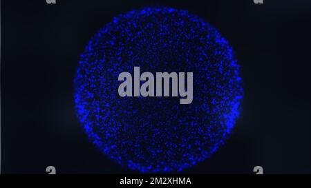Futuristic blue sphere. Sphere with connected points. Abstract space banner. Abstract 3d grid design. Technology style. 3D rendering. Stock Photo