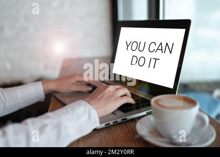 Conceptual caption You Can Do It. Word Written on Bring it On Believing to oneself Give a try Take the chance Stock Photo