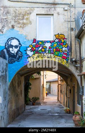 Street Art in Via F. Crispi, Capoliveri, Elba, Tuscan Archipelago, Tuscany, Italy Stock Photo