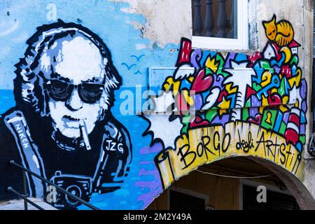 Street Art in Via F. Crispi, Capoliveri, Elba, Tuscan Archipelago, Tuscany, Italy Stock Photo